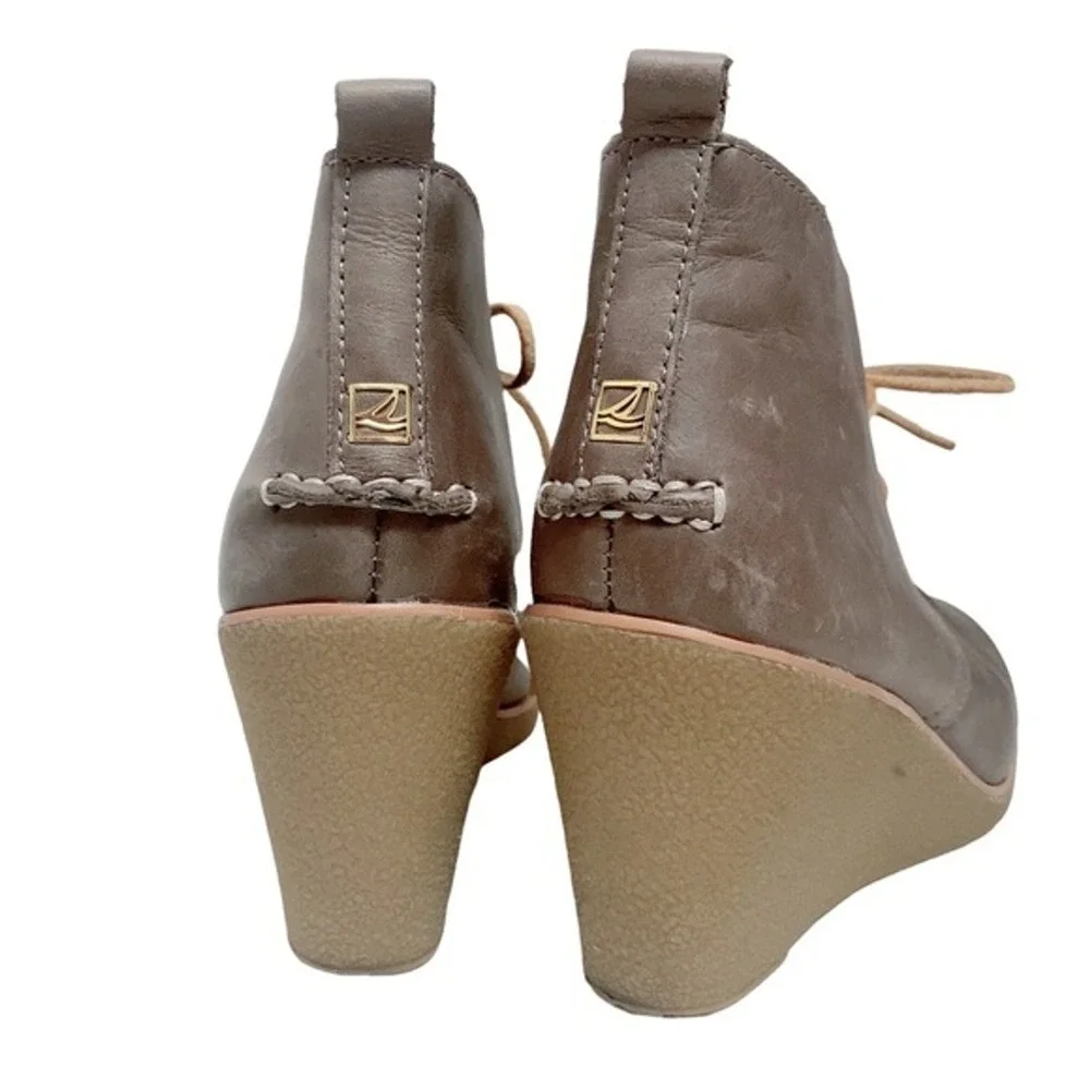 Sperry TopSider Harlow Wedge Chukka Boots Womens‎ Size 8M  Burnished Leather